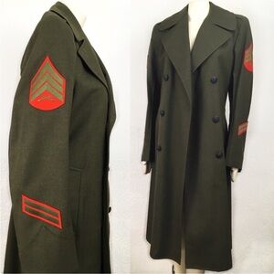 Vintage 70’s US Military Issued green wool double breasted overcoat 36R